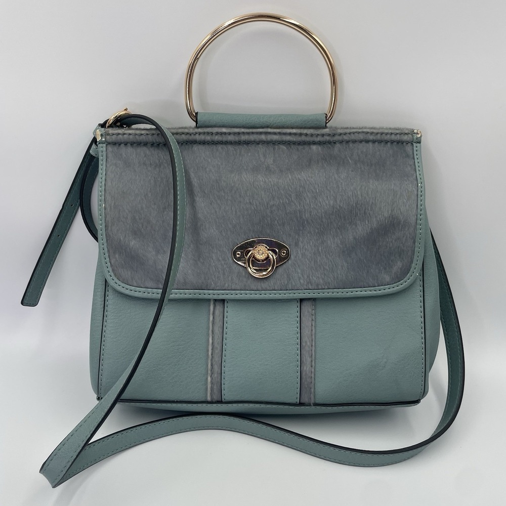 LC LAUREN CONRAD Shadow Faux Fur Adjustable Crossbody Satchel Handbag Purse